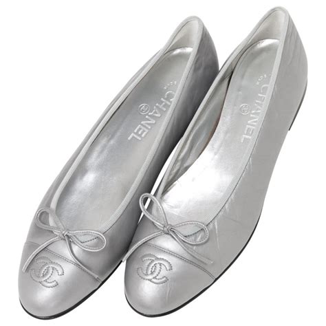 silver chanel ballet flats|chanel ballet flats price.